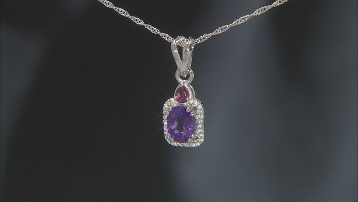 Purple Amethyst Rhodium Over Sterling Silver Pendant With Chain. 2.39ctw Video Thumbnail