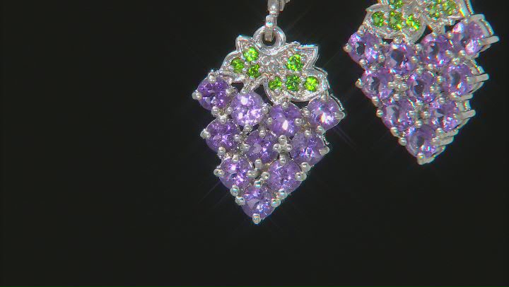 Purple African Amethyst Rhodium Over Sterling Silver Grape Earrings. 1.99ctw Video Thumbnail