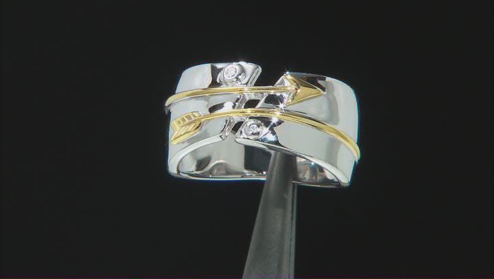 White Cubic Zirconia Rhodium and 14k Yellow Gold Over Sterling Silver Ring 0.04ctw Video Thumbnail