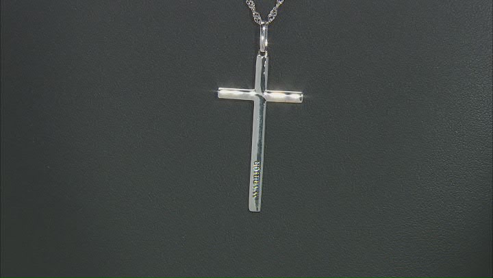 Rhodium Over Sterling Silver "Warrior" Cross Pendant With Chain Video Thumbnail