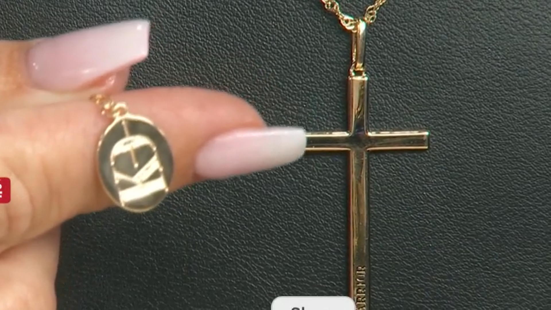 18K Yellow Gold Over Sterling Silver "Warrior" Cross Pendant With Chain Video Thumbnail