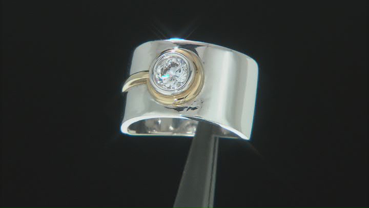 White Cubic Zirconia Rhodium and 18k Yellow Gold Over Sterling Silver Ring 0.89ctw Video Thumbnail