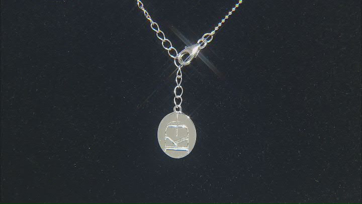 Rhodium Over Sterling Silver Dog Tag And Angel Wing Pendant With Chain Video Thumbnail