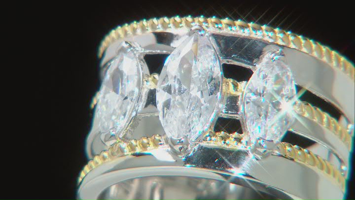 White Cubic Zirconia Platinum And 18k Yellow Gold Over Sterling Silver Ring 2.95ctw Video Thumbnail