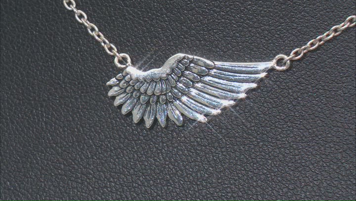 Rhodium Over Sterling Silver "Angel Wing" Necklace Video Thumbnail