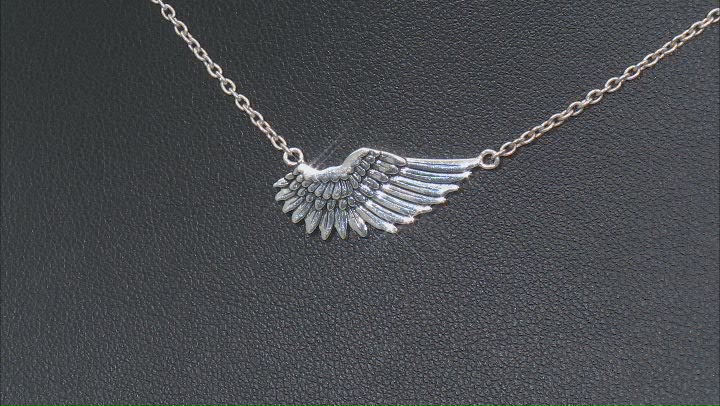 Rhodium Over Sterling Silver "Angel Wing" Necklace Video Thumbnail