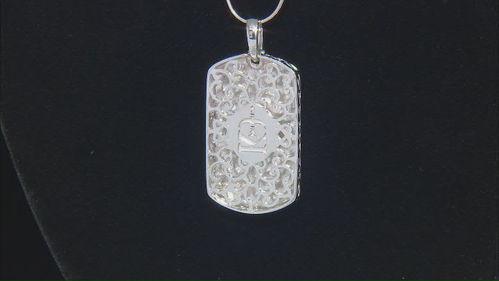 White Cubic Zirconia Platinum Over Sterling Silver Cross Dog Tag Pendant With Chain 1.00ctw Video Thumbnail