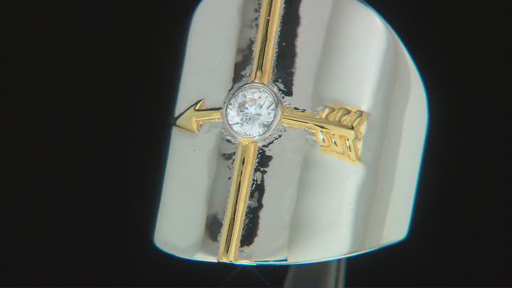 White Cubic Zirconia Rhodium And 18k Yellow Gold Over Sterling Silver "Courage" Ring 0.90ctw Video Thumbnail