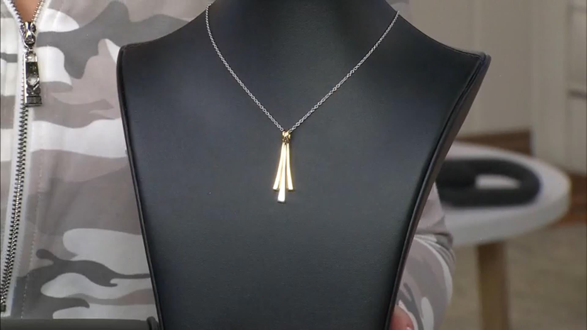 Rhodium And 18k Yellow Gold Over Sterling Silver Pendant With Chain Video Thumbnail