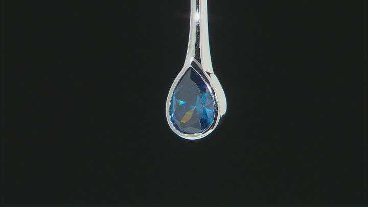 Blue Cubic Zirconia Rhodium Over Sterling Silver Pendant With Chain 2.99ctw Video Thumbnail
