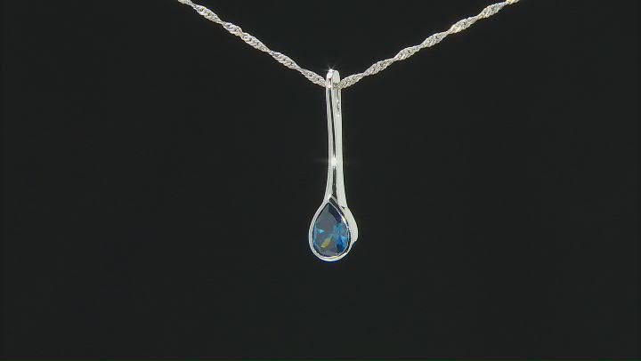 Blue Cubic Zirconia Rhodium Over Sterling Silver Pendant With Chain 2.99ctw Video Thumbnail
