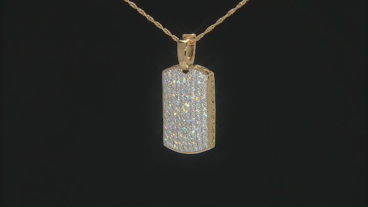 White Cubic Zirconia 18k Yellow Gold Over Sterling Silver Dog Tag Pendant With Chain 7.11ctw Video Thumbnail