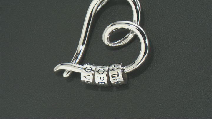 Rhodium Over Sterling Silver "Heart Shaped" "Faith" "Hope" "Love" Pendant With Chain Video Thumbnail