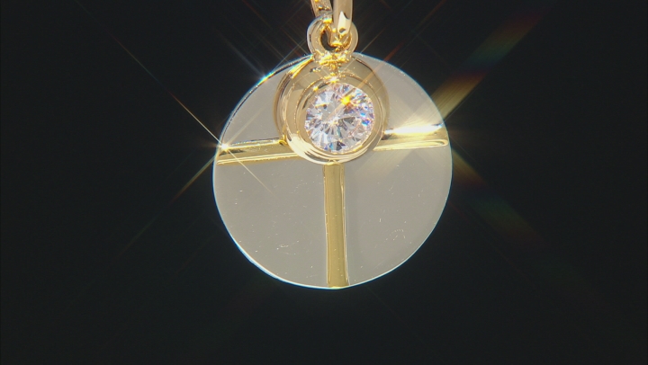 White Cubic Zirconia Rhodium And 18k Yellow Gold Over Sterling Silver Pendant With Chain 1.42ctw Video Thumbnail