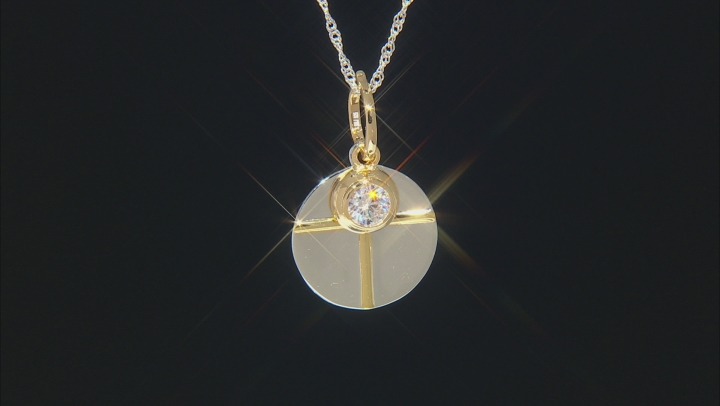 White Cubic Zirconia Rhodium And 18k Yellow Gold Over Sterling Silver Pendant With Chain 1.42ctw Video Thumbnail