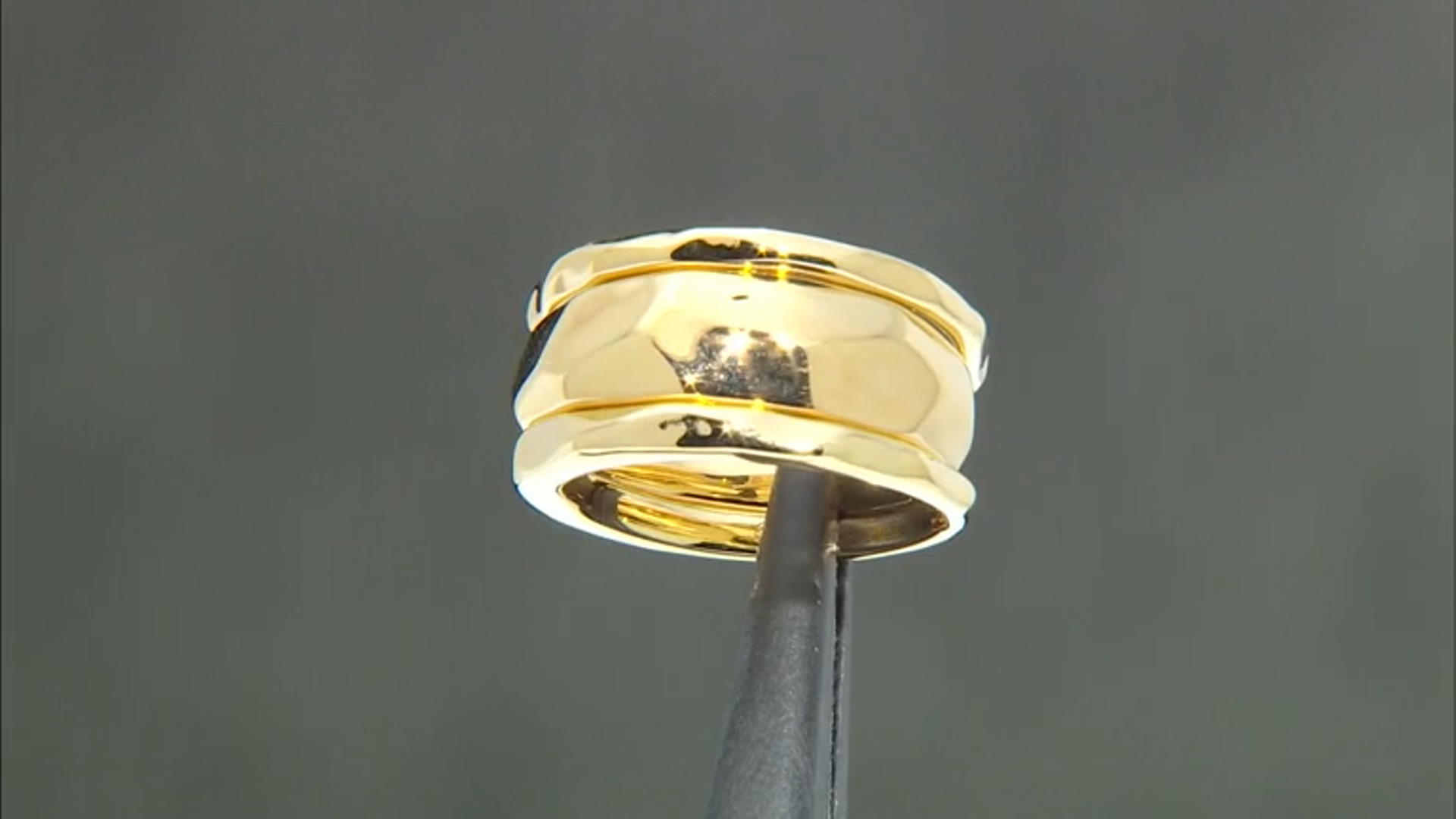 18k Yellow Gold Over Bronze Rings Set of 3 Video Thumbnail