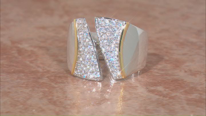 White Cubic Zirconia Rhodium & 18k Yellow Gold Over Sterling Silver Ring 1.00ctw Video Thumbnail