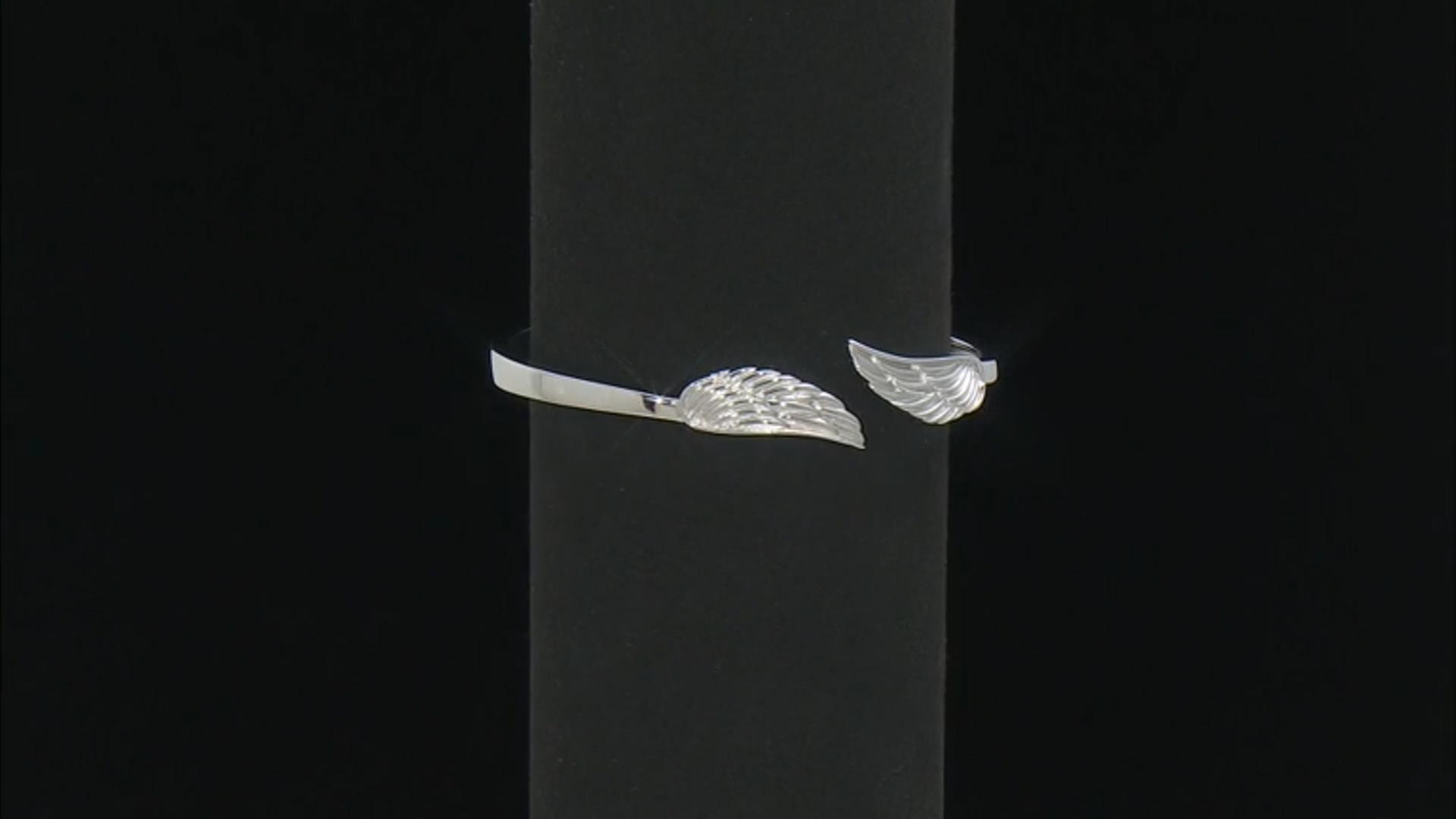 Rhodium Over Sterling Silver Angel Wing Bracelet Video Thumbnail