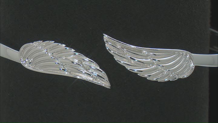 Rhodium Over Sterling Silver Angel Wing Bracelet Video Thumbnail