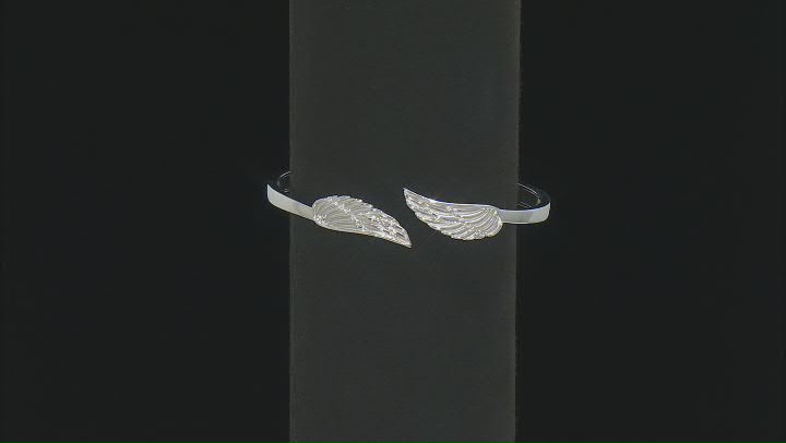 Rhodium Over Sterling Silver Angel Wing Bracelet Video Thumbnail