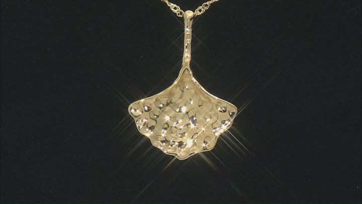 18k Yellow Gold Over Sterling Silver Gingko Leaf Pendant With Chain Video Thumbnail