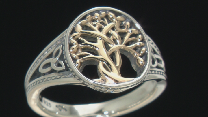 Sterling Silver and 10K Yellow Gold Tree of Life Ring