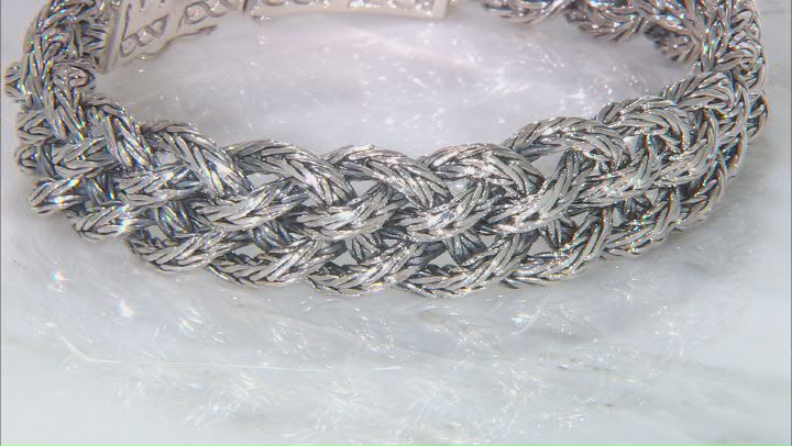Sterling Silver 15MM Oxidized Dragon Weave Norse Forge Bracelet