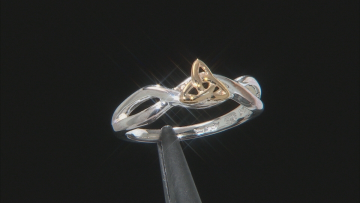 Sterling Silver and 10K Yellow Gold Trinity Knot Ring