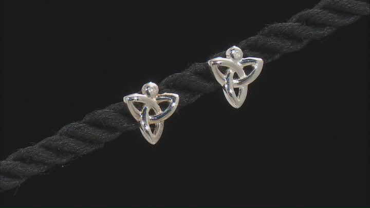 Sterling Silver with 1MM Diamond Trinity Post Earrings