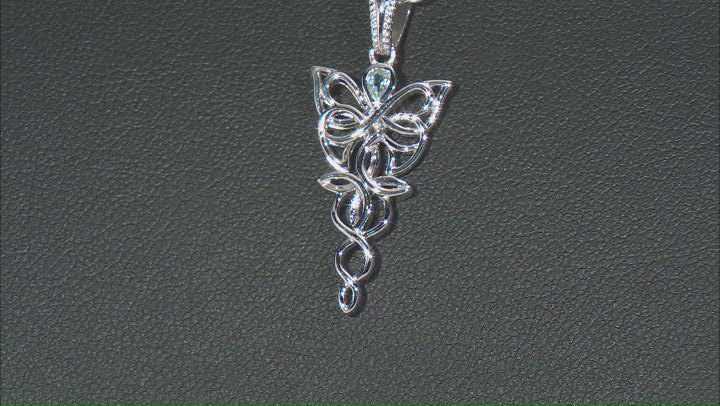 Keith Jack™ Rhodium Over Sterling Silver Sky Blue Topaz Butterfly Pendant Video Thumbnail