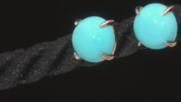 Blue Sleeping Beauty Turquoise 10k Yellow Gold Solitaire Earrings Video Thumbnail