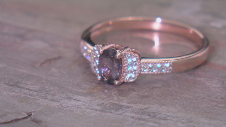 Purple Spinel With White Zircon 10k Rose Gold Ring 0.53ctw Video Thumbnail