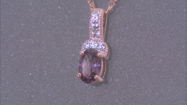 Purple Spinel With White Zircon 10k Rose Gold Pendant With Chain 0.44ctw Video Thumbnail