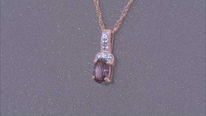 Purple Spinel With White Zircon 10k Rose Gold Pendant With Chain 0.44ctw Video Thumbnail