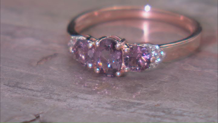 Purple Spinel With White Zircon 10k Rose Gold Ring 0.92ctw Video Thumbnail