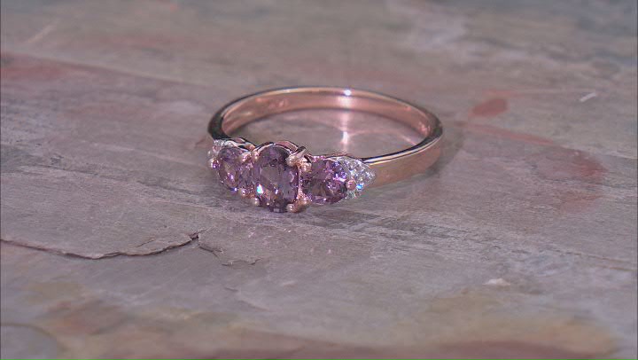 Purple Spinel With White Zircon 10k Rose Gold Ring 0.92ctw Video Thumbnail