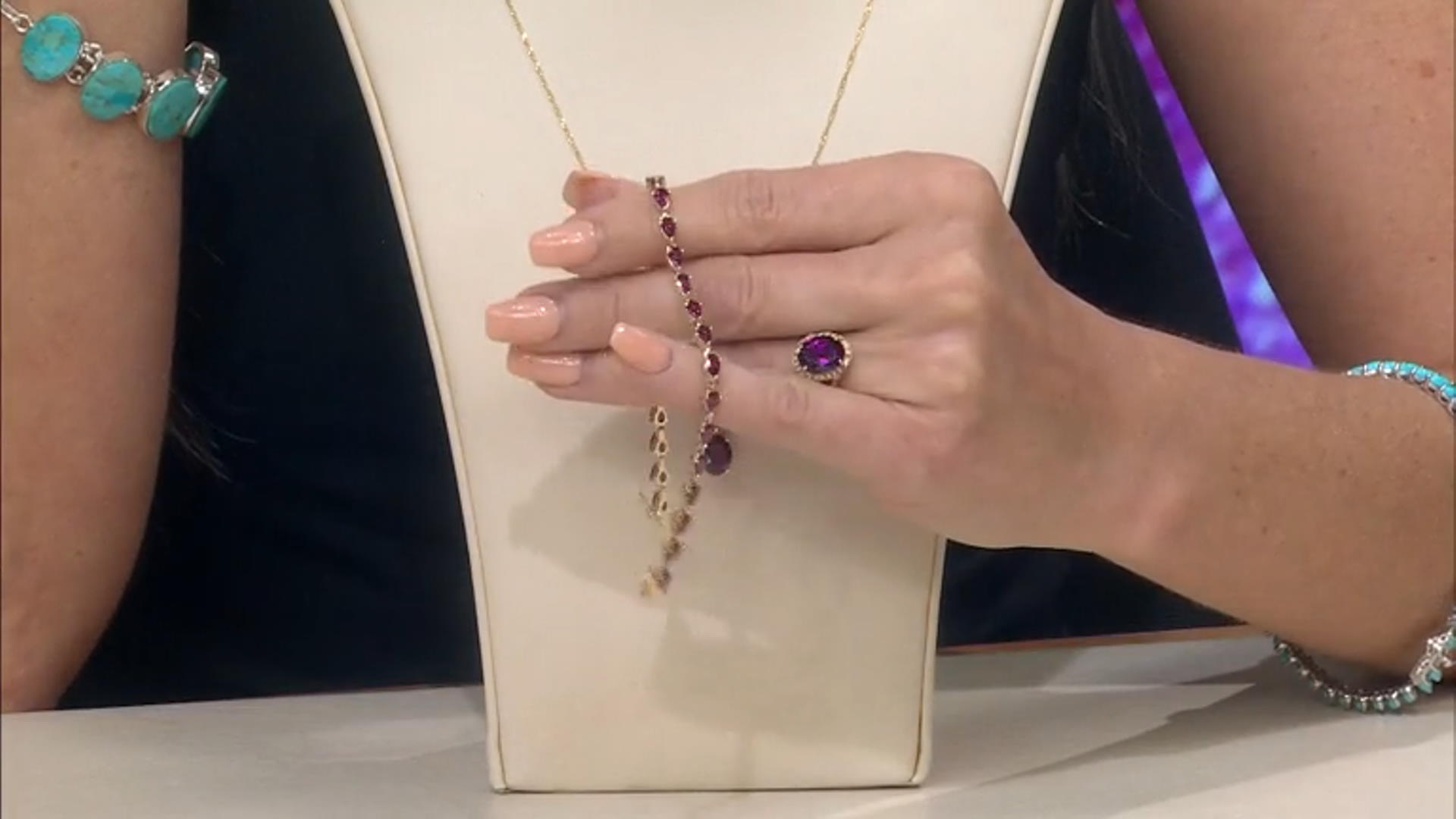Grape Color Garnet 10k Yellow Gold Bracelet 6.04ctw Video Thumbnail