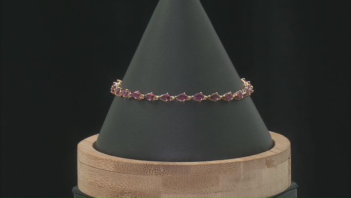 Grape Color Garnet 10k Yellow Gold Bracelet 6.04ctw Video Thumbnail