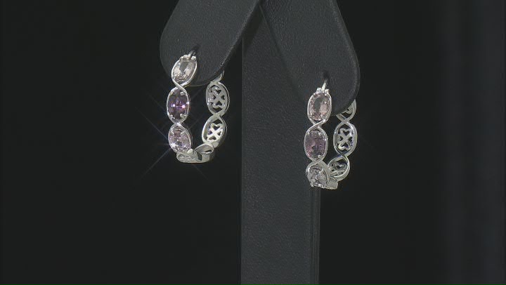 Multi Color Spinel Rhodium Over Sterling Silver Hoop Earrings 2.55ctw Video Thumbnail