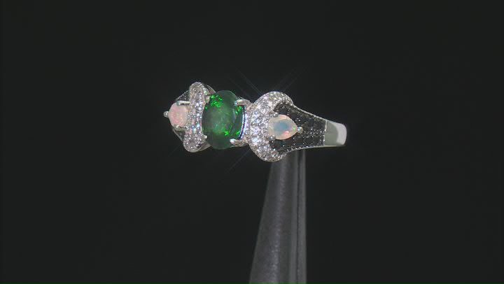 Black Ethiopian Opal Rhodium Over Silver Ring 0.81ctw Video Thumbnail