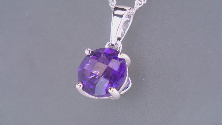 African Amethyst Rhodium Over Silver Solitaire Pendant With Chain 2.28ct Video Thumbnail