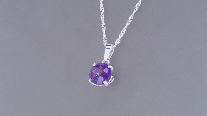 African Amethyst Rhodium Over Silver Solitaire Pendant With Chain 2.28ct Video Thumbnail