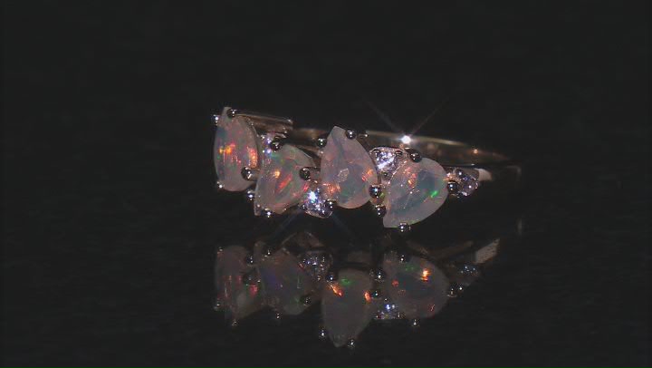 Ethiopian Opal With White Zircon 18k Yellow Gold Over Sterling Ring 0.94ctw Video Thumbnail