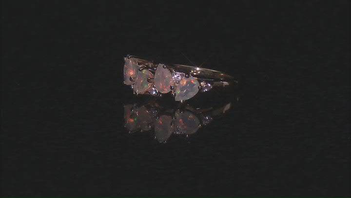 Ethiopian Opal With White Zircon 18k Yellow Gold Over Sterling Ring 0.94ctw Video Thumbnail