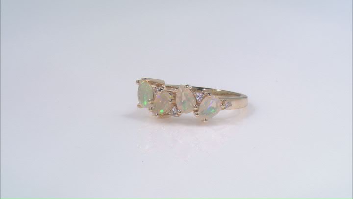 Ethiopian Opal With White Zircon 18k Yellow Gold Over Sterling Ring 0.94ctw Video Thumbnail