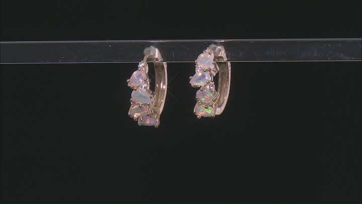 Ethiopian Opal With White Zircon 18k Yellow Gold Over Sterling Silver Earrings 1.87ctw Video Thumbnail