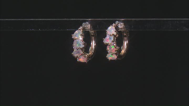 Ethiopian Opal With White Zircon 18k Yellow Gold Over Sterling Silver Earrings 1.87ctw Video Thumbnail