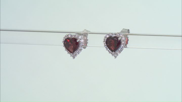 Red Garnet Rhodium Over Sterling Silver Stud Earrings 2.52ctw Video Thumbnail