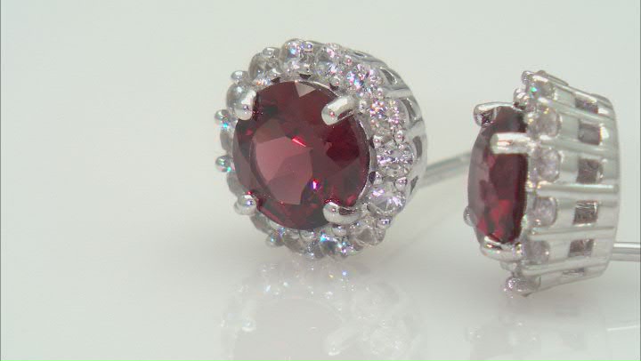 Red Garnet Rhodium Over Sterling Silver Stud Earrings 2.16ctw Video Thumbnail