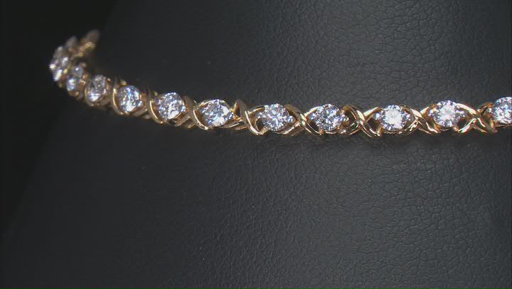 White Lab-Grown Diamond H SI 14k Yellow Gold Over Sterling Silver Tennis Bracelet 2.50ctw Video Thumbnail